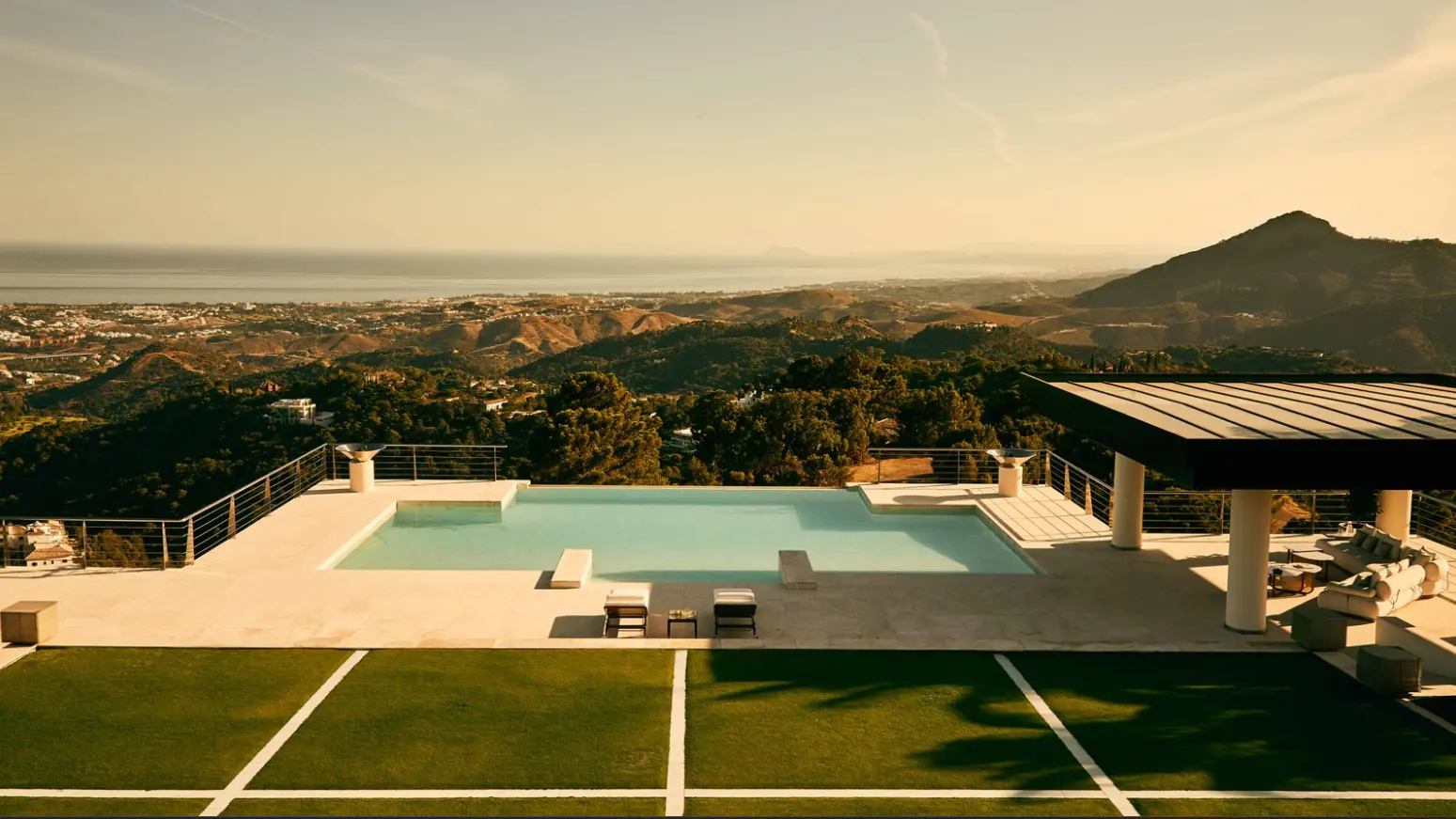 Panoramic Mediterranean view from a La Zagaleta villa